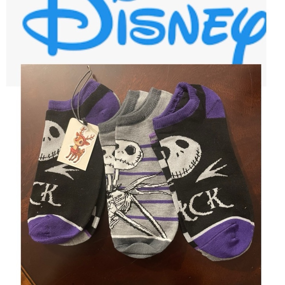 Disney No Show 3 Pairs Skeleton Socks NWT